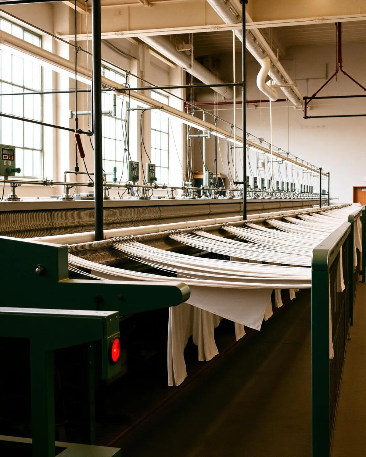 Knitting machinery producing cotton jersey fabric rolls